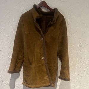 Women's brown suede exterior  and shearling interior car coat size small